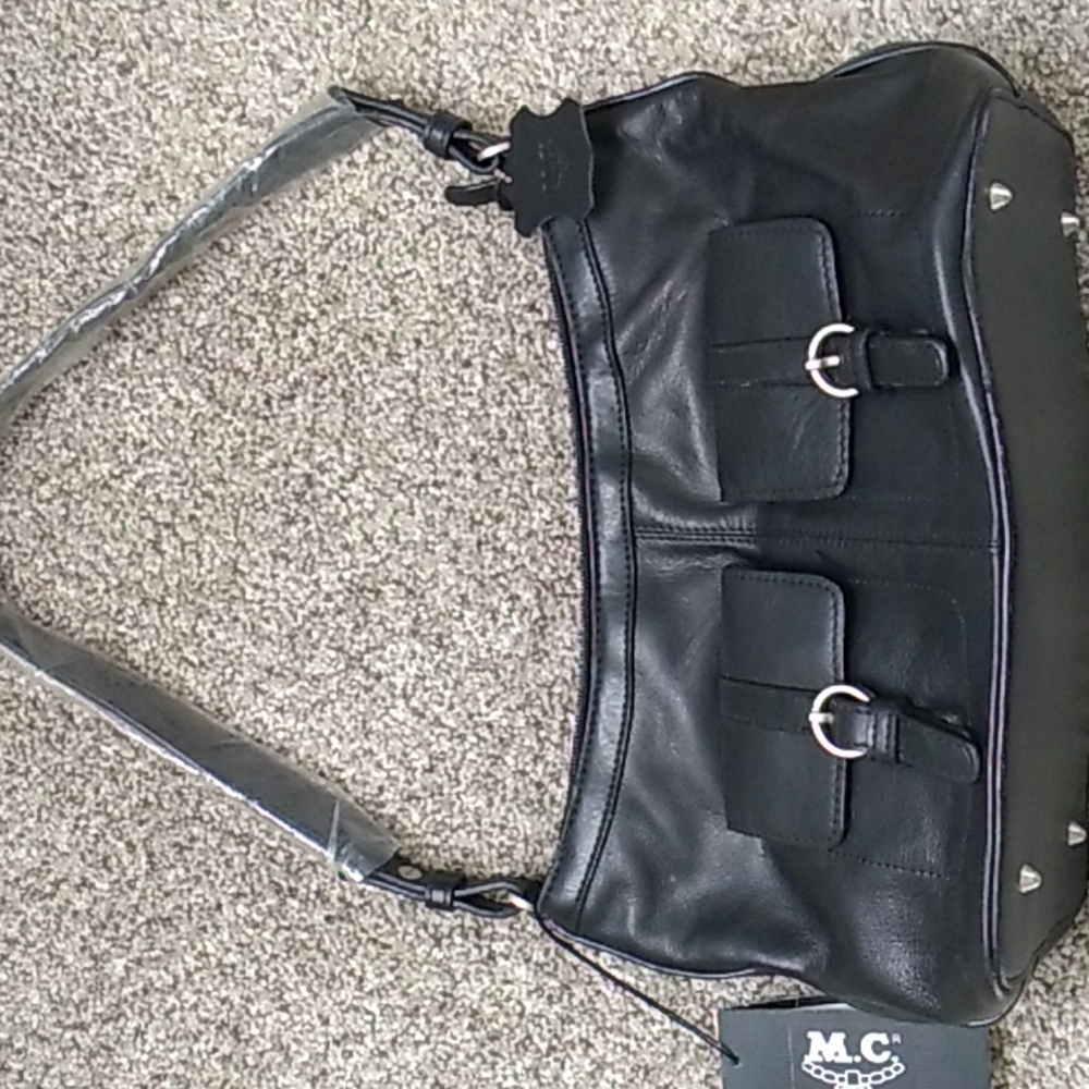 NWT M.C. Handbags black leather purse